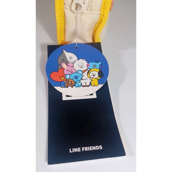 NWT BT21 Line Friends Cooky Pencil Case Off White Yellow Pink Zippered - Picture 8 of 11